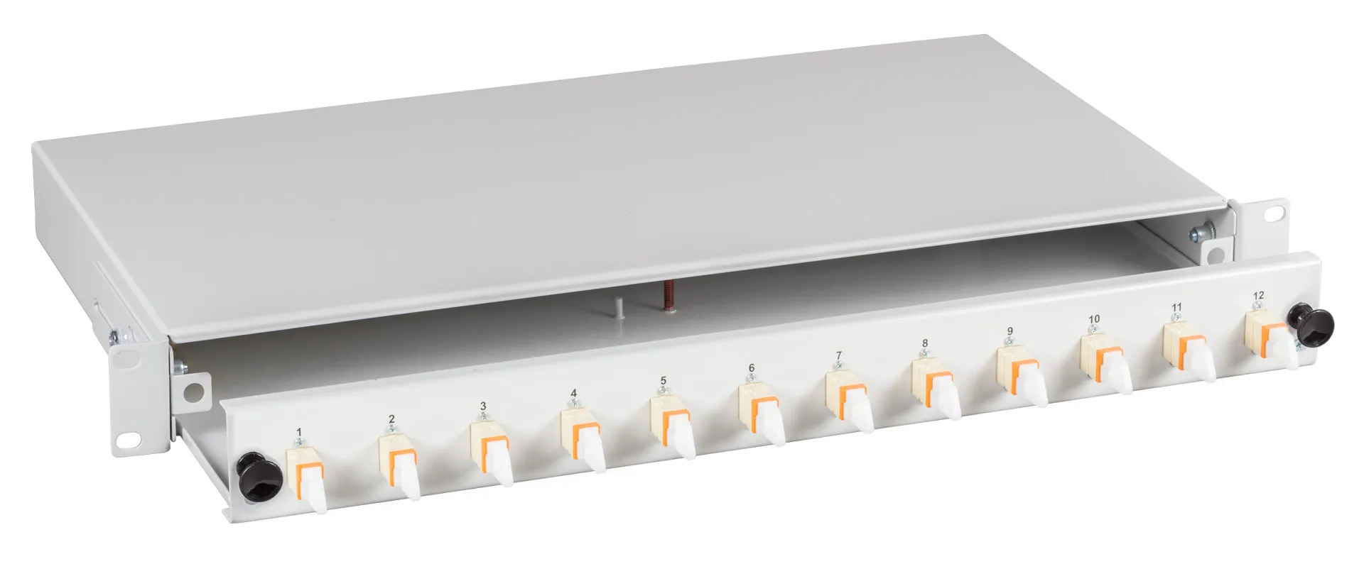 Spleißbox E2000® 50/125µ OM2 ausziehbar 12 Pigtails/12 Kuppl. – Bild 2