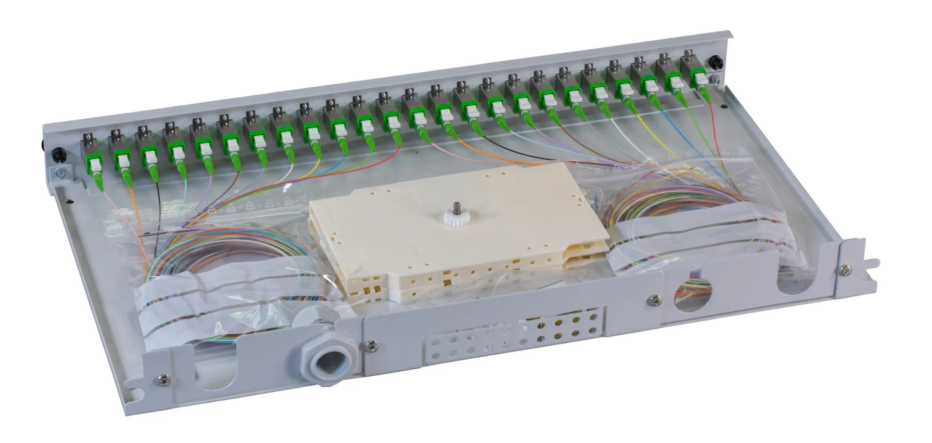 Spleißbox E2000®-APC 9/125µ OS2 ausziehbar 12 Pigtails/12 Kuppl. – Bild 4