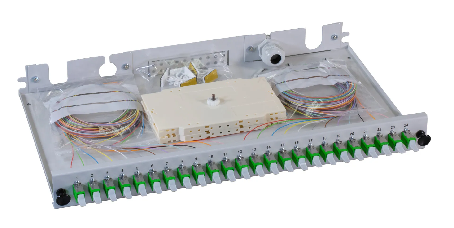 Spleißbox E2000®-APC 9/125µ OS2 ausziehbar 24 Pigtails/24 Kuppl. – Bild 3