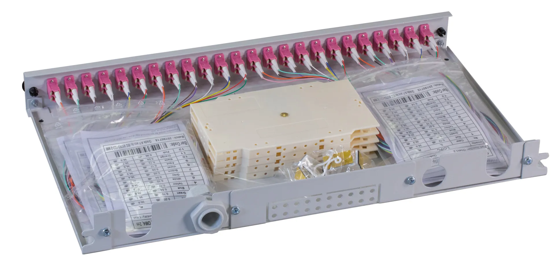 Spleißbox LC 50/125µ OM4 ausziehbar 24 Pigtails/12 Kuppl. – Bild 4