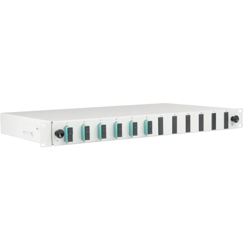 Spleißbox SC 50/125µ OM3 ausziehbar, 12 Pigtails abgesetzt / 6 Kupplungen