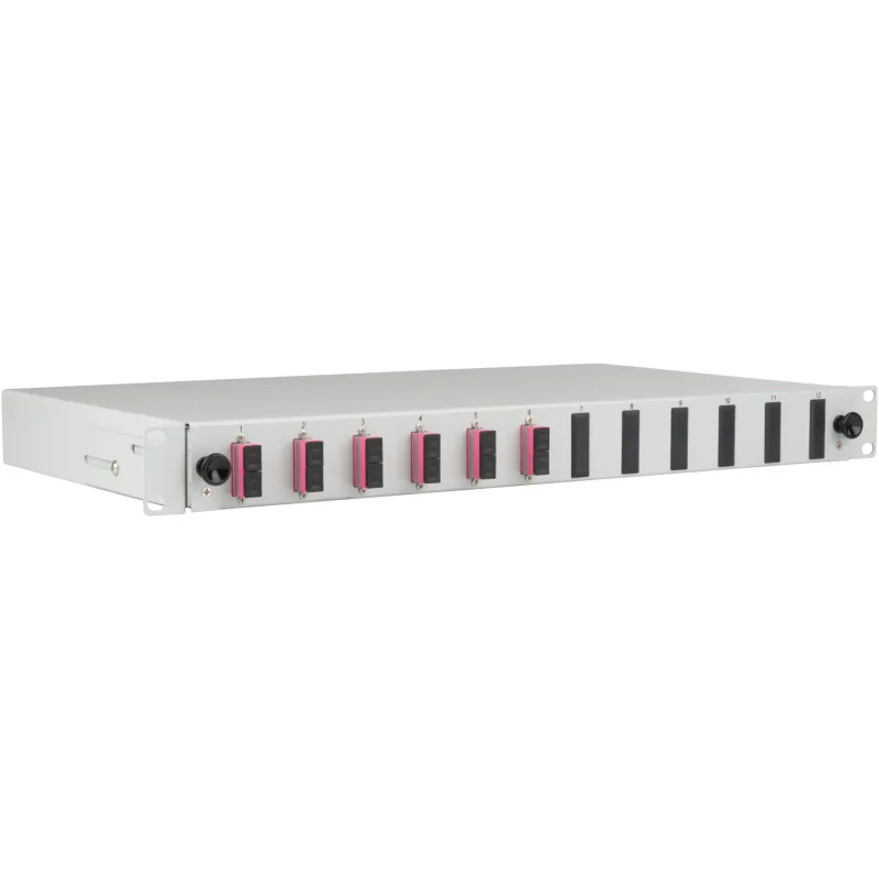 Spleißbox SC 50/125µ OM4 ausziehbar, 12 Pigtails abgesetzt / 6 Kupplungen