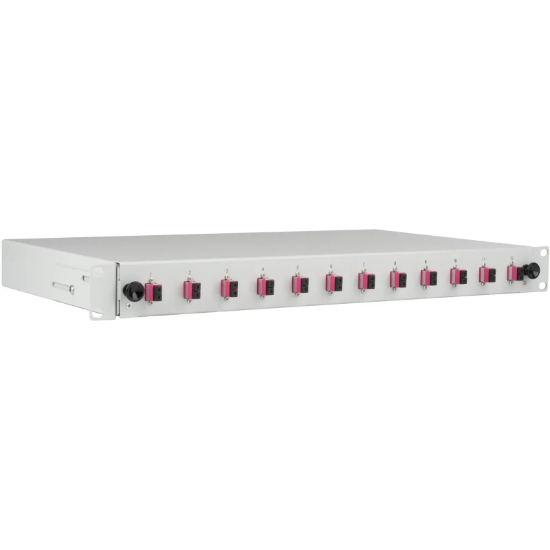 Spleißbox LC 50/125µ OM4 ausziehbar, 24 Pigtails abgesetzt/12 Kupplungen