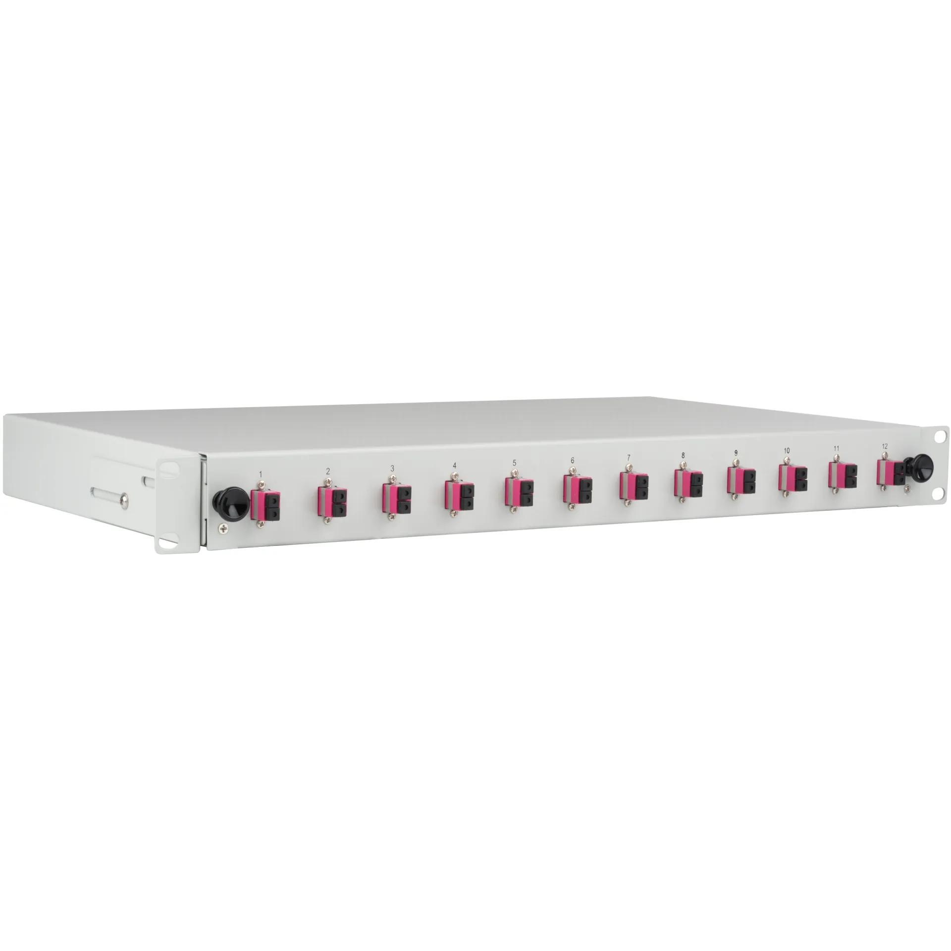 Spleißbox LC 50/125µ OM4 ausziehbar, 24 Pigtails abgesetzt/12 Kupplungen
