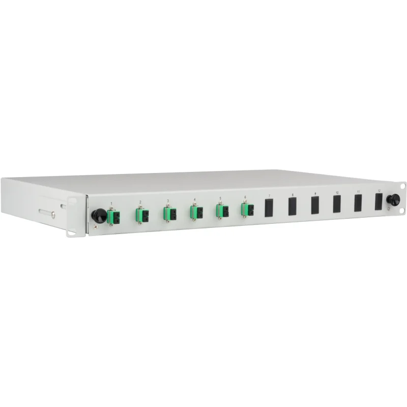 Spleißbox LC-APC 9/125µ OS2 ausziehbar, 12 Pigtails abgesetzt/ 6 Kupplungen