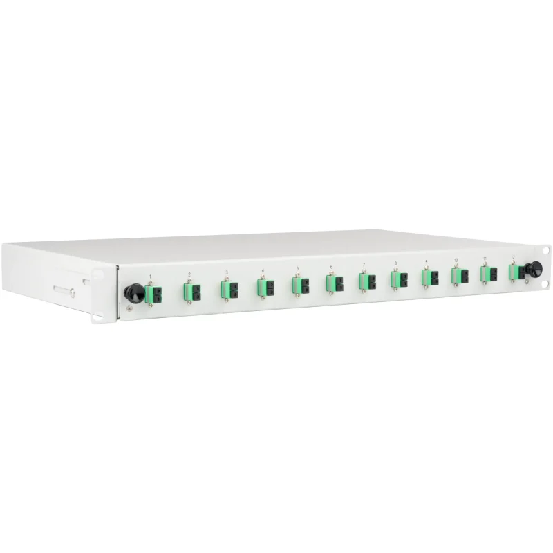 Spleißbox LC-APC 9/125µ OS2 ausziehbar, 24 Pigtails abgesetzt/ 12 Kupplungen