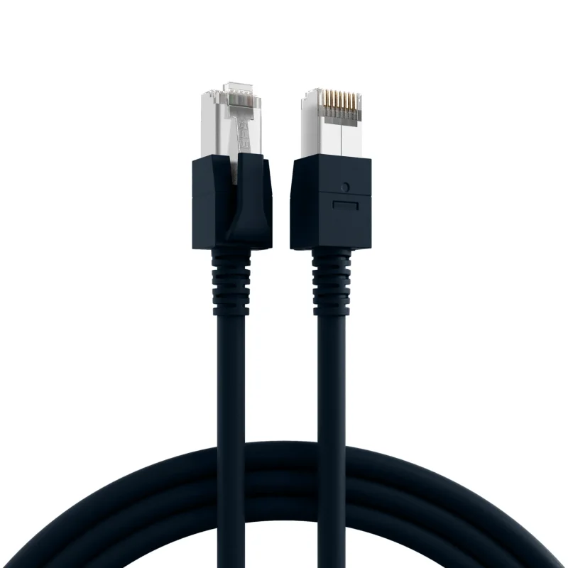 RJ45 Patchkabel Cat.6A S/FTP FRNC VC LED schwarz 3m