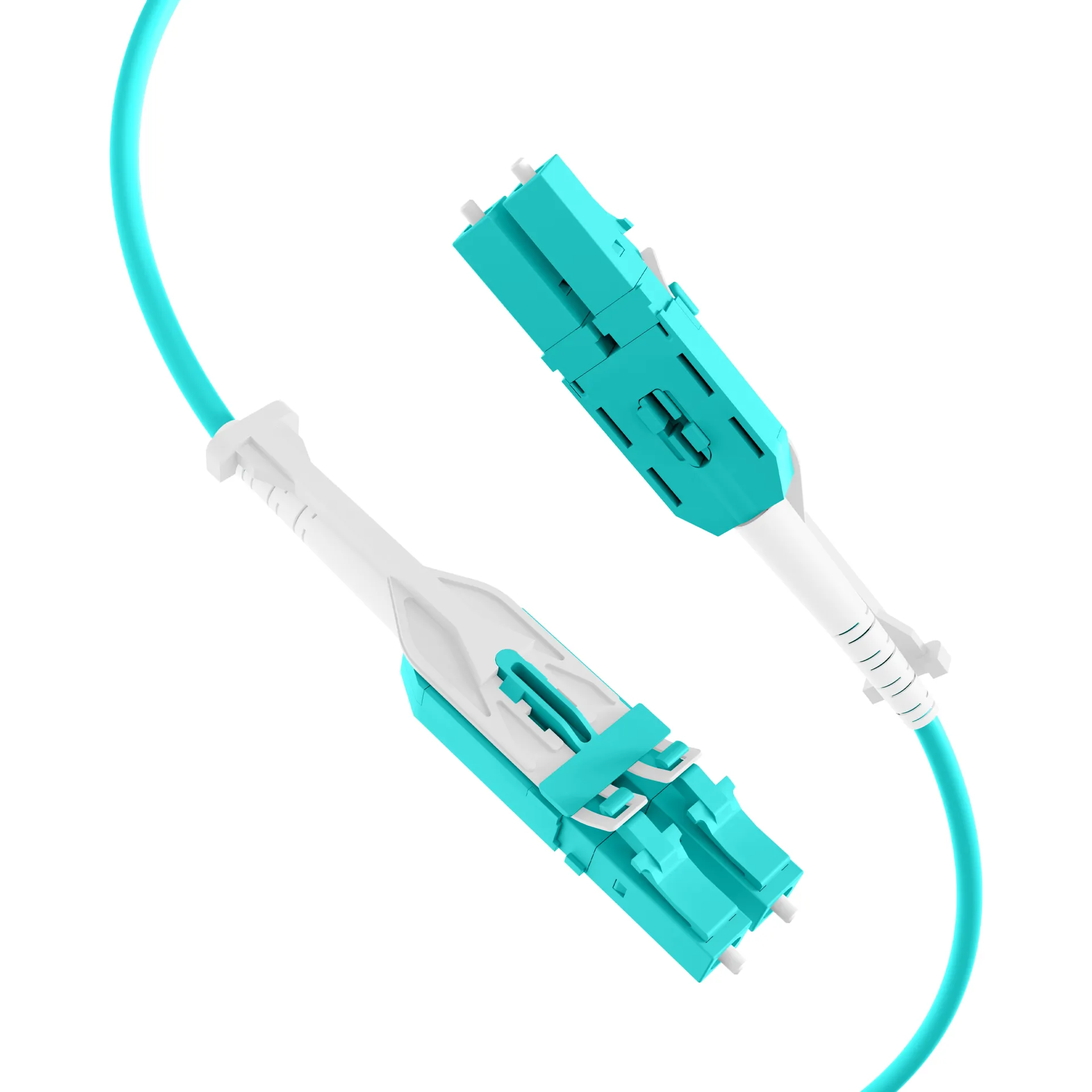 Duplex Patchkabel Push/Pull LC-LC OM3 20m LSZH 3mm aqua – Bild 2