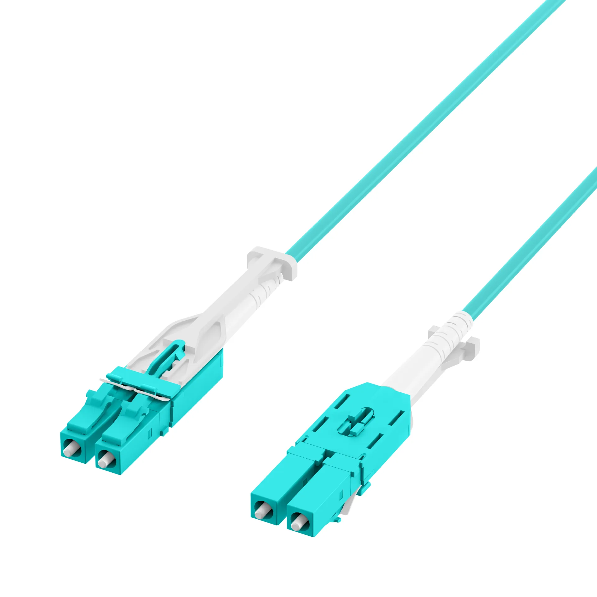 Duplex Patchkabel Push/Pull LC-LC OM3 20m LSZH 3mm aqua – Bild 3