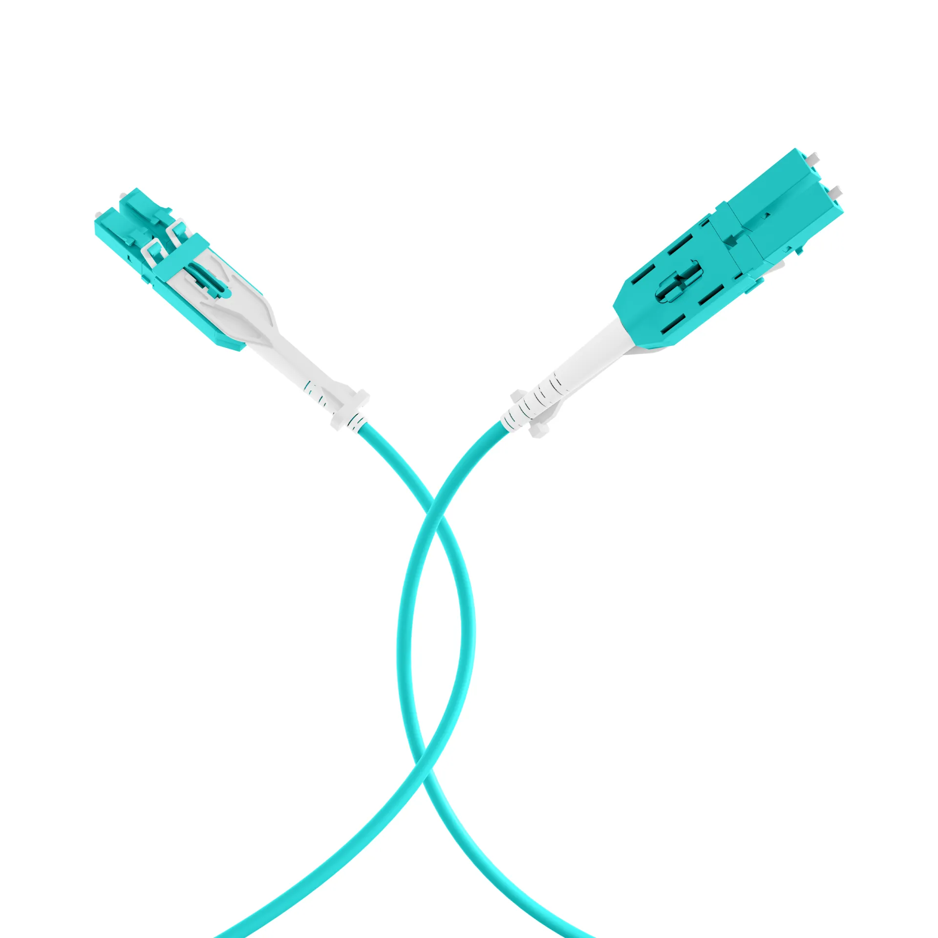 Duplex Patchkabel Push/Pull LC-LC OM3 20m LSZH 3mm aqua – Bild 4