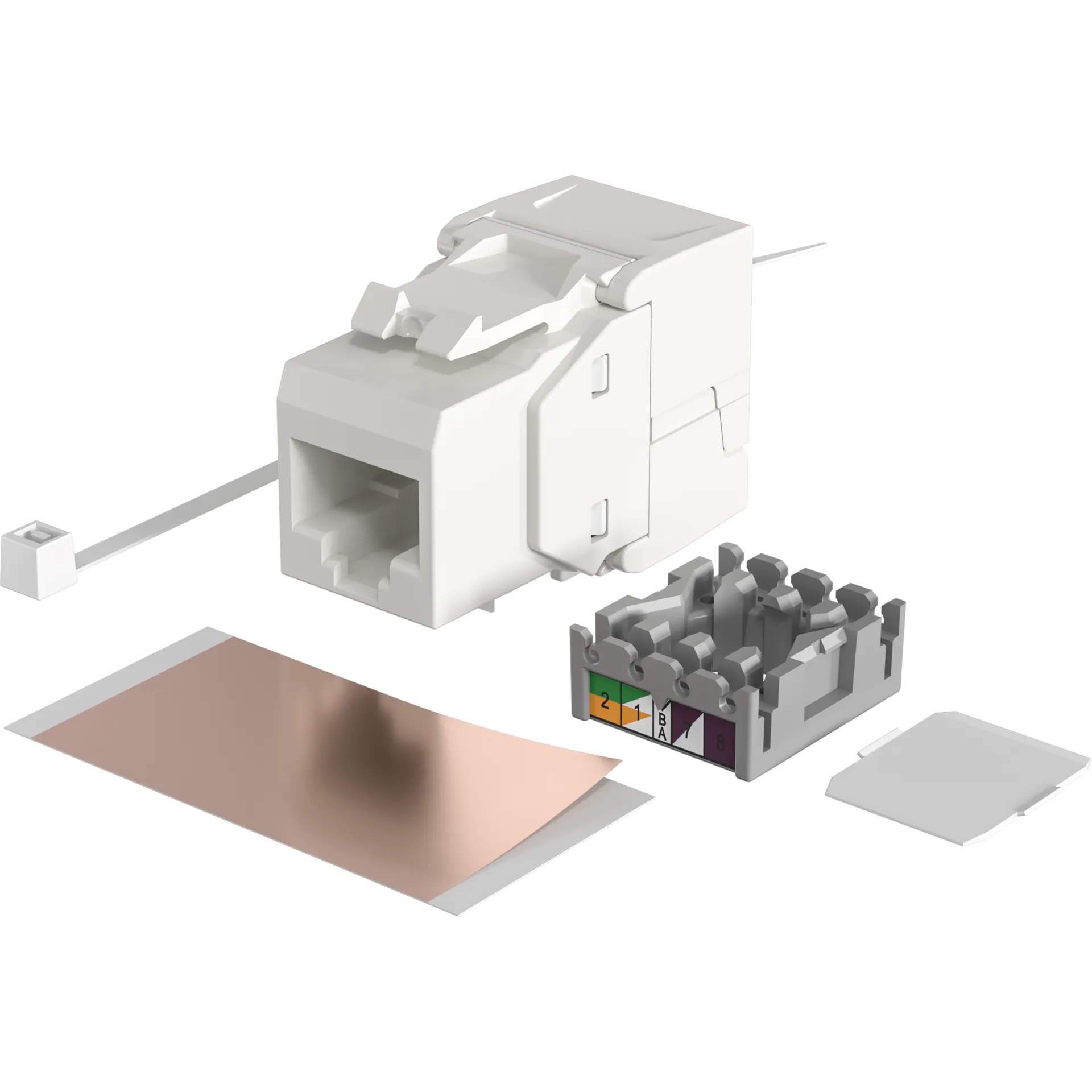 RJ45 Keystone UTP, Cat.6, 250MHz, Komponenten zertifiziert, weiß – Bild 3