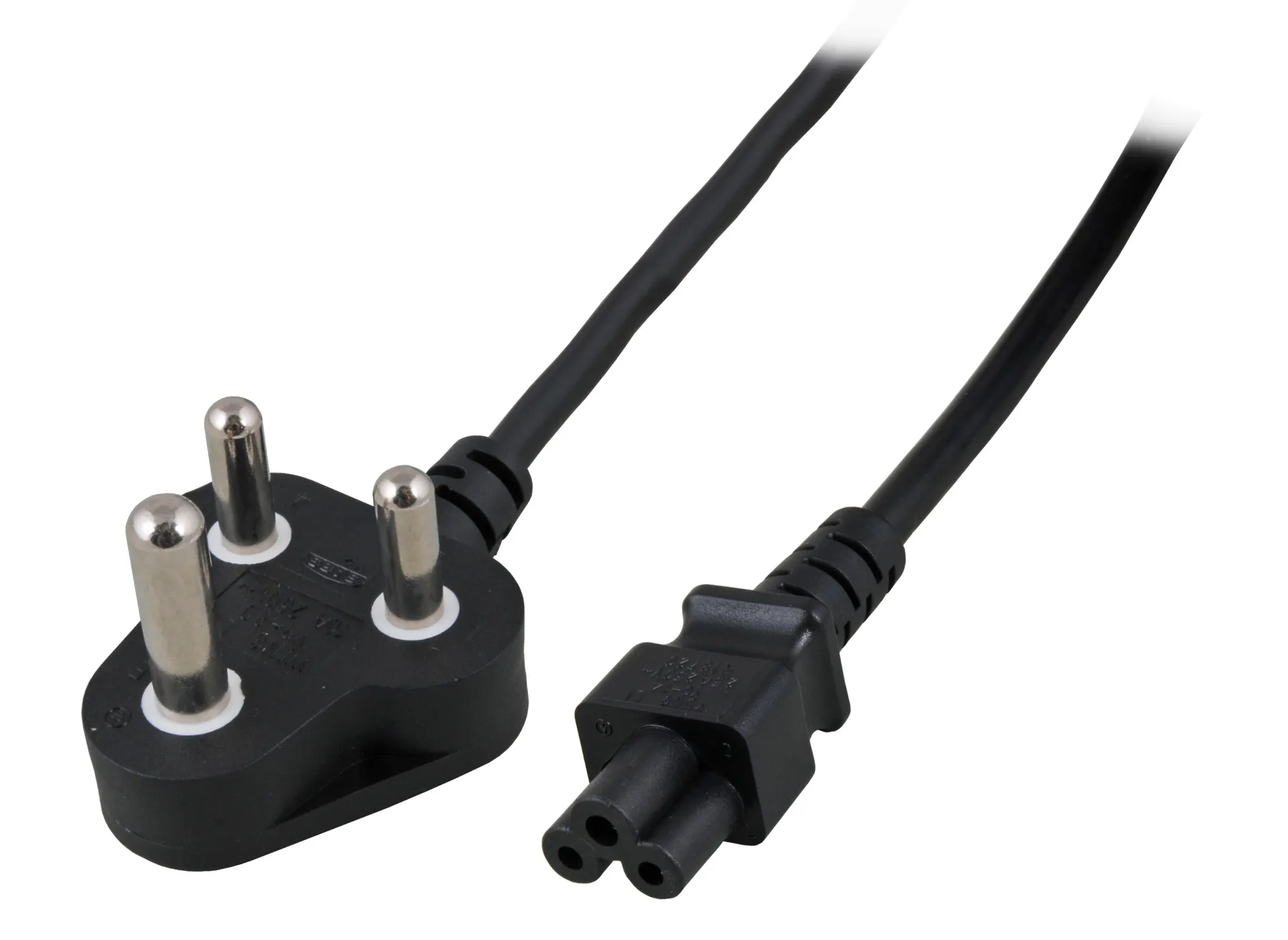 Netzleitung Südafrika - C5 180°, schwarz, 1,8m, 3 x 0,75 mm²