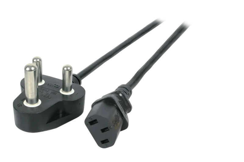 Netzleitung Südafrika – C13 1,8m, schwarz, 3×0,75mm²