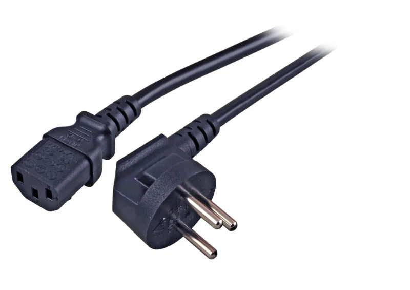 Netzleitung Israel 90° – C13 180°, schwarz, 1,8 m, 3 x 0,75 mm²
