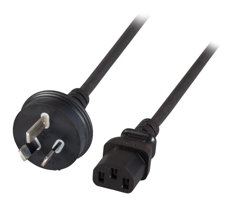 Netzleitung Australien AS3112 – C13 180 °, schwarz, 1,8 m, 3 x 0,75 mm²