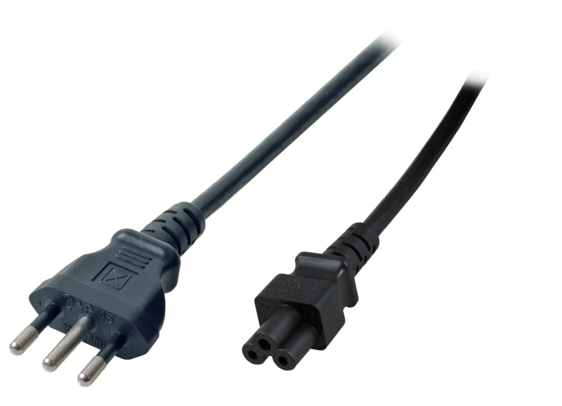 Netzleitung Italien Typ L – C5 180°, schwarz, 1,8m, 3 x 0,75 mm²