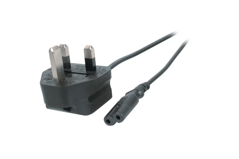 Netzleitung UK BS1363A – C7 180°, schwarz, 1,8 m, 2 x 0,75 mm²