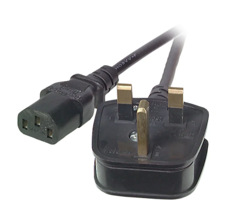 Netzleitung UK BS1363A – C13 180°, schwarz, 3 m, 3 x 1.00 mm²