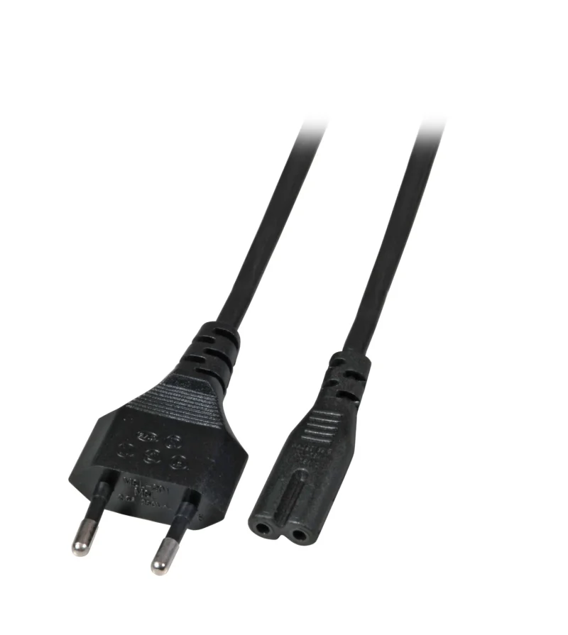 Netzleitung Euro-C7 180°, schw arz, 3 m, 2 x 0.75 mm²