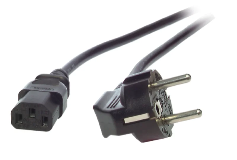 Netzleitung Schutzkontakt 90° – C13 180°, LSZH, schwarz, 1,8m, 3 x 1,00 mm²