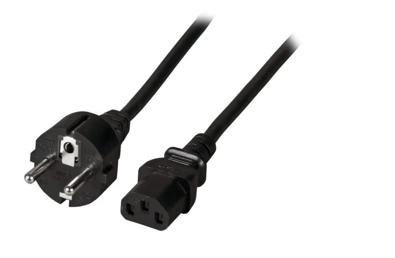 Netzleitung Schutzkontakt 180° – C13 180°, schwarz, 3,0 m, 3 x 1,00 mm²