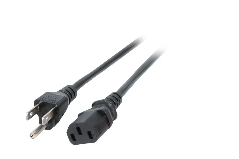 Netzleitung USA/NEMA 5-15P – C13 180°, schwarz, 1,8 m, SVT AWG18 x 3C