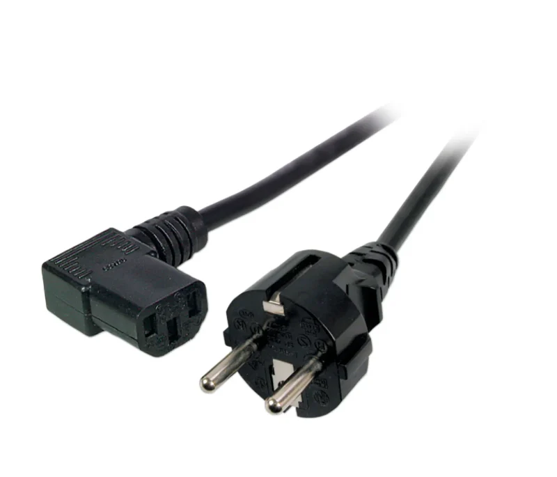 Netzleitung Schutzkontakt 180° – C13 90°, schwarz, 3,0 m, 3 x 1,00 mm²