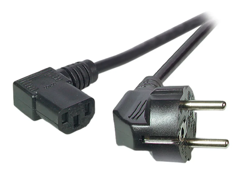 Netzleitung Schutzkontakt 90° – C13 90°, schwarz, 3,0 m, 3 x 1,00 mm²
