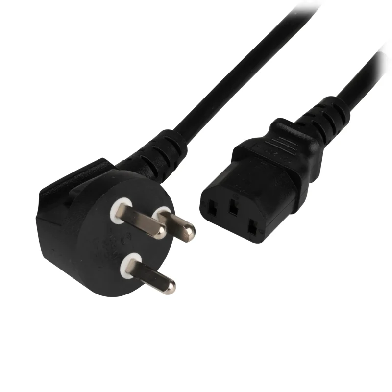 Netzleitung Dänemark DPin 90° – C13 180°, schwarz, 3m, 3 x 1,00 mm²