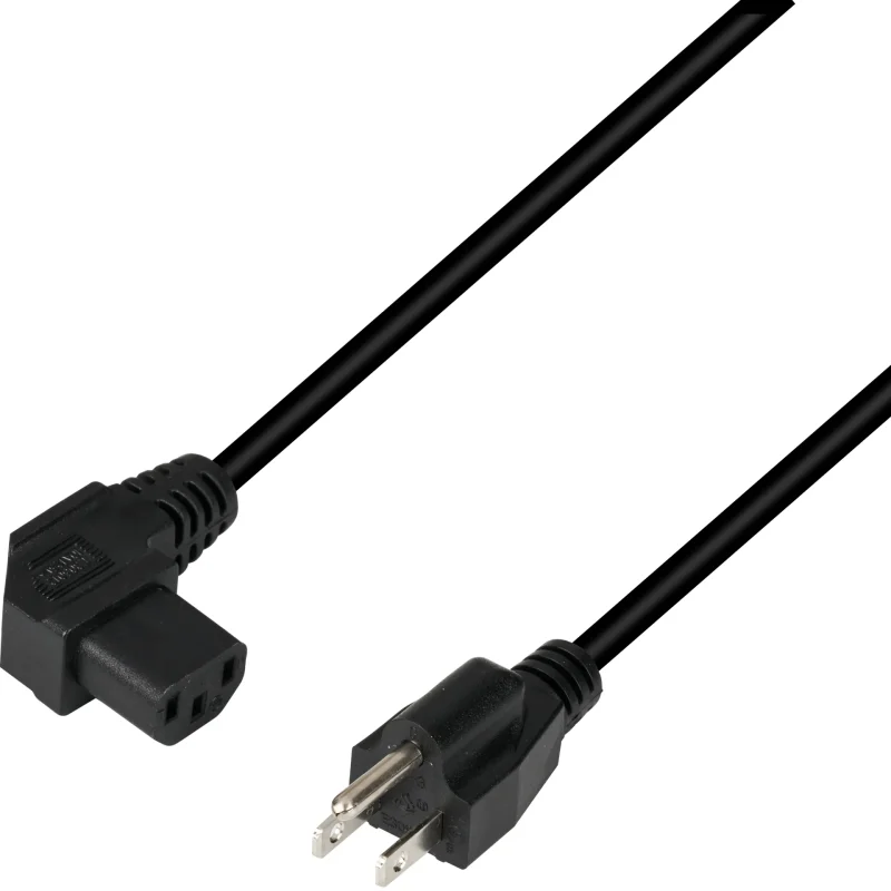 Netzleitung USA/NEMA 5-15P – C13 90°, schwarz, 1,8 m, SVT AWG18 x 3C