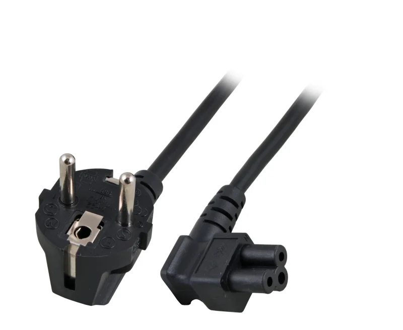 Netzleitung Schutzkontakt 90° – C5 90°, schwarz, 3m, 3 x 0,75 mm²