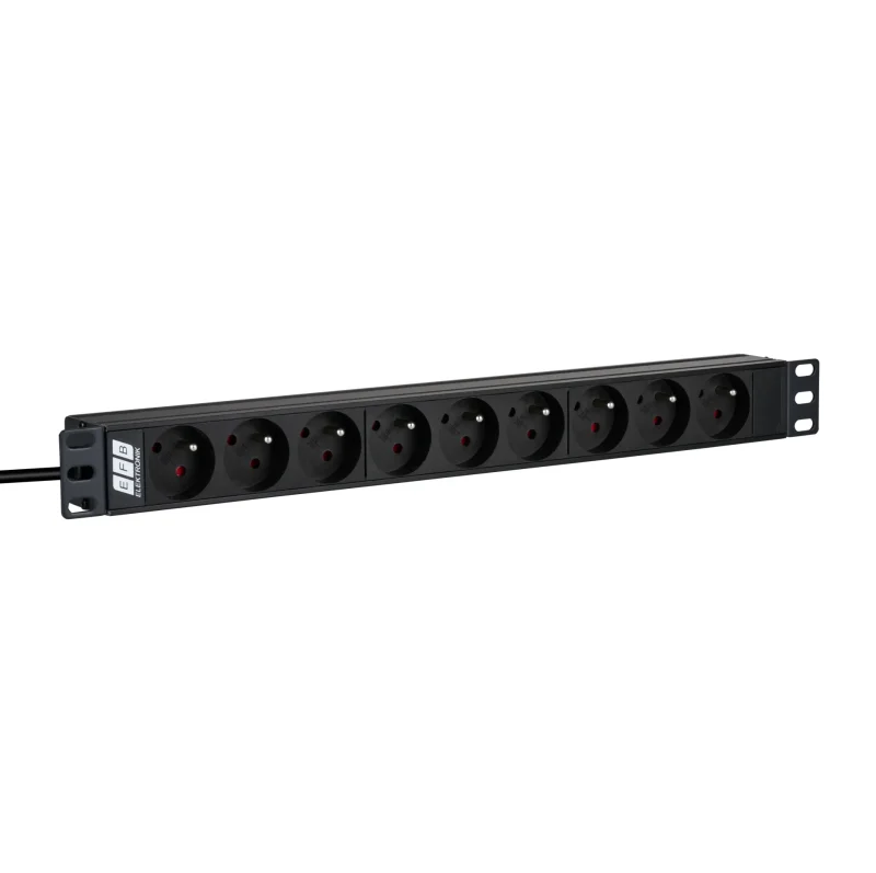 19“ 1HE Steckdosenleiste 9 x UTE ohne Schalter