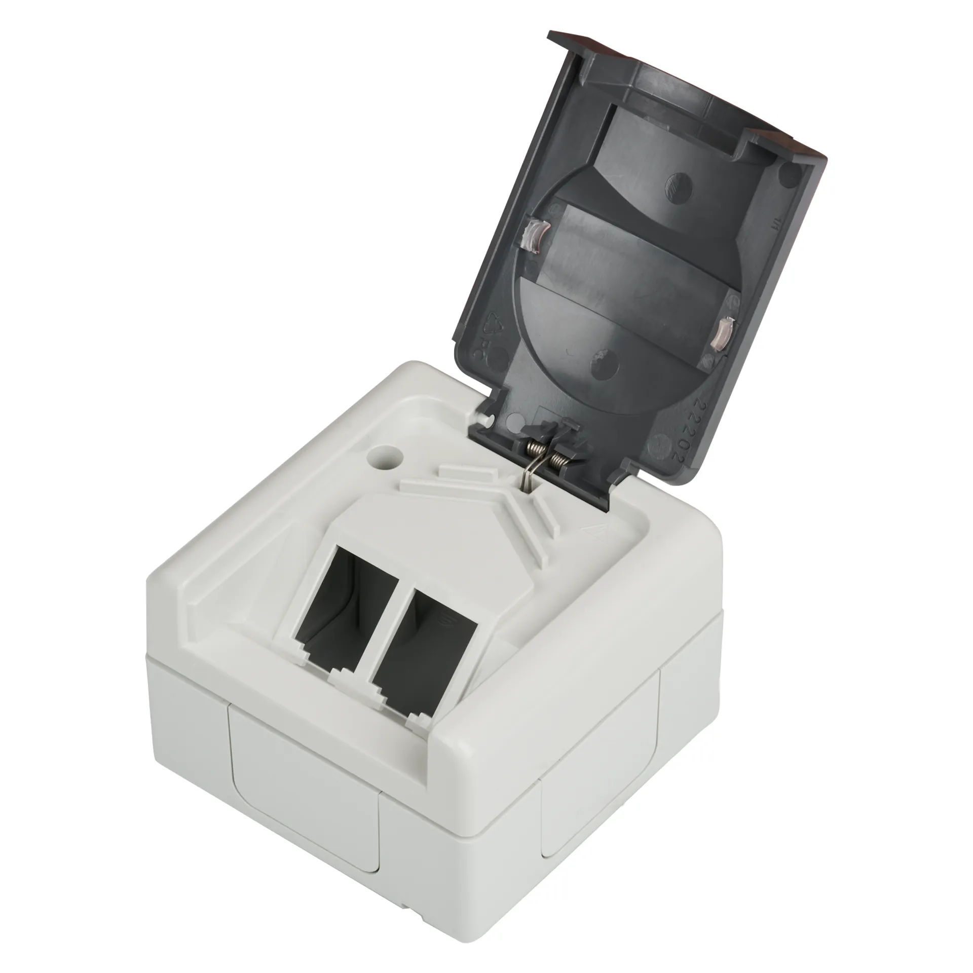 Aufputz-Feuchtraum Leergehäuse für 2 Keystone Module IP44 Farbe grau – Bild 4