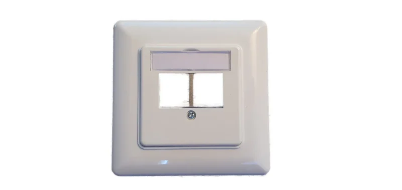2-Port Rahmenset für Keystones, gerader Auslass, DIN49075, RAL9003 Signalweiß