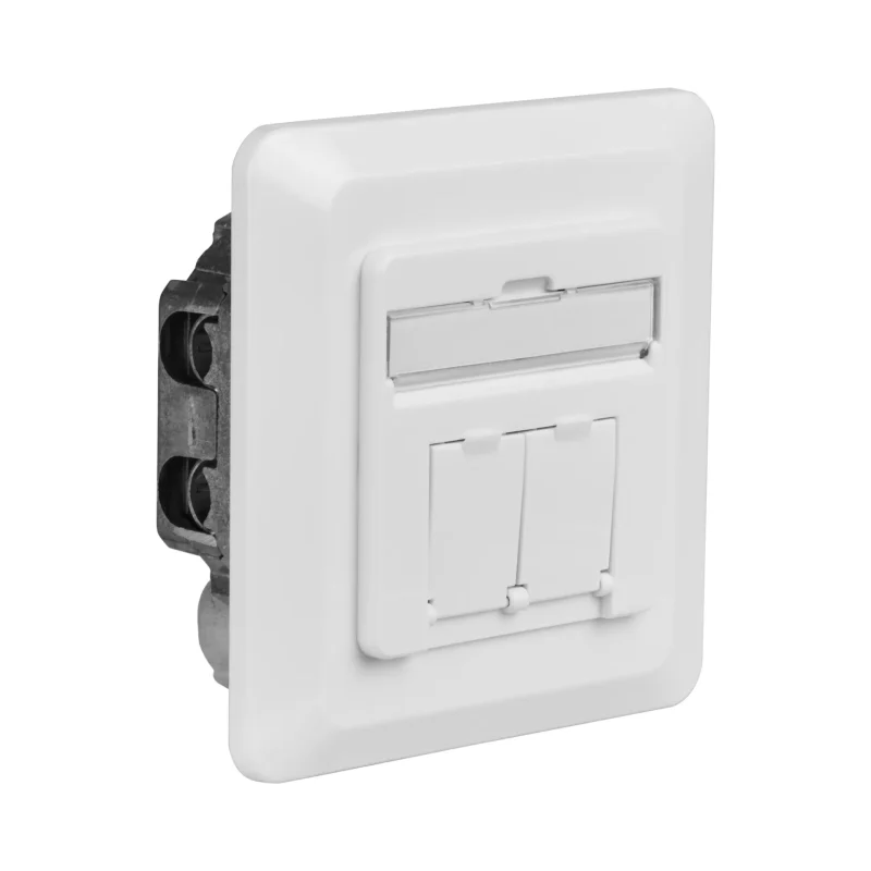 Datendose Cat.6A 500MHz rechts/links, Unterputz, 2xRJ45, RAL9010