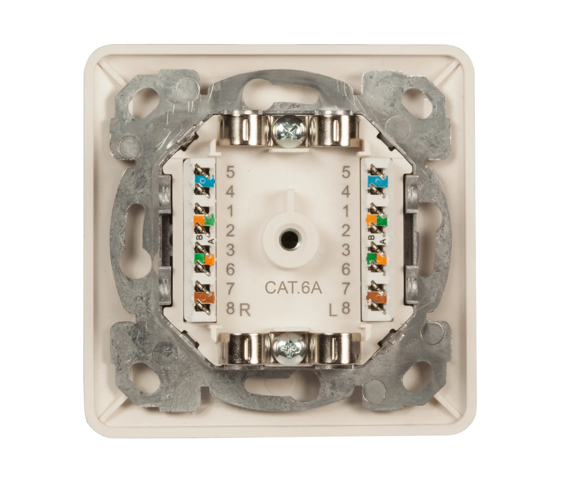 Datendose Cat.6A 500MHz oben/unten, Unterputz, 2xRJ45, RAL9010 – Bild 3