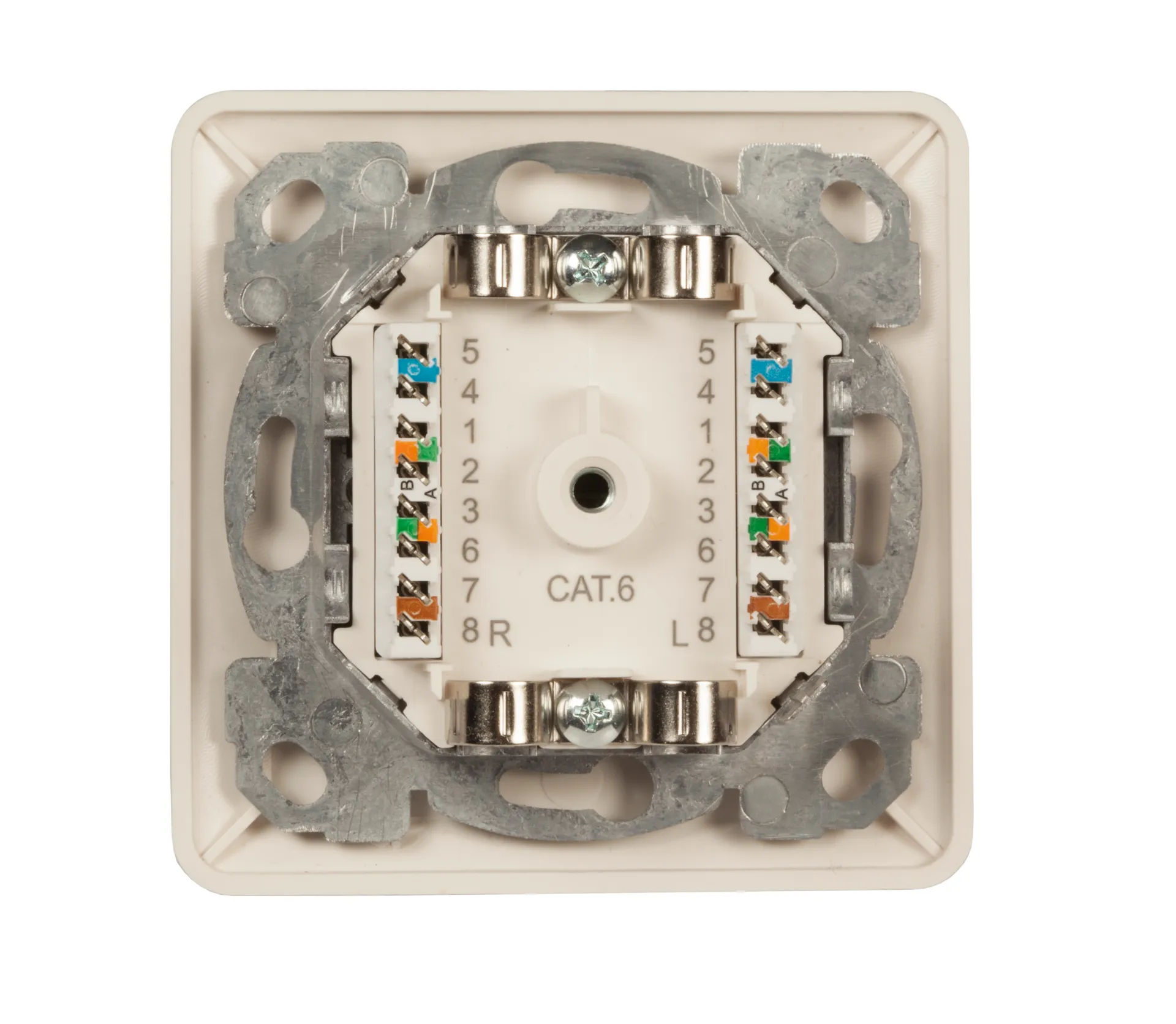 Datendose Cat.6 250MHz rechts/links, Unterputz, 2xRJ45, RAL9010 – Bild 3