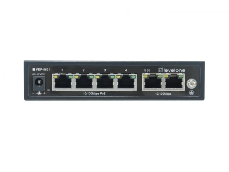6-Port Fast Ethernet 4-Port PoE 802.3af 250M PoE Auto checking