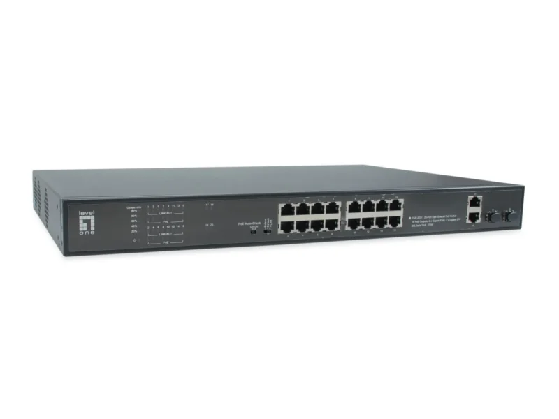 20-Port-Fast Ethernet-PoE-Switch 16PoE-Ausgänge 2xGigabit RJ45 2xGigabit SFP