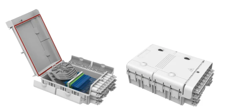 FTTH IP65 Anschlussbox für 48 Fasern,24 Kupplungen und Faserüberlängenaufnahme