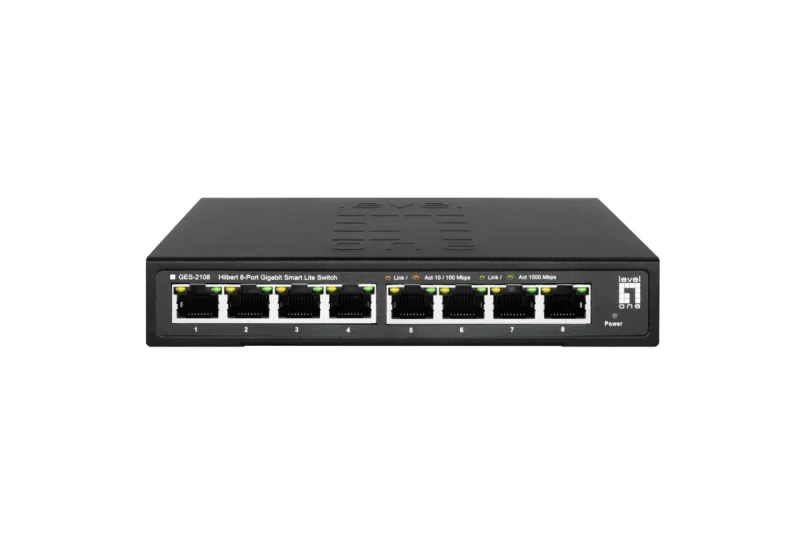 Hilbert 8-Port Gigabit Smart Lite Switch 8 x Gigabit RJ45 Metall Gehäuse