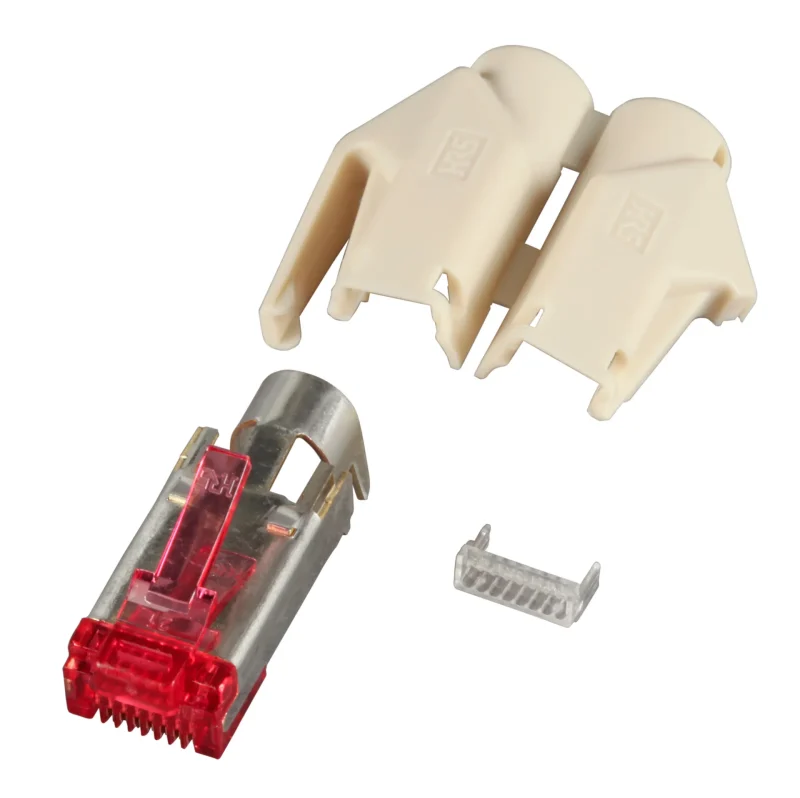 RJ45-Hirose Stecker STP, TM21 beige, 50 Stück, 3 Elemente, Cat. 6