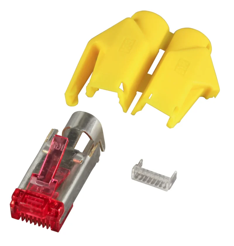 RJ45-Hirose Stecker STP, TM21 gelb, 100 Stück, 3 Elemente, Cat.6