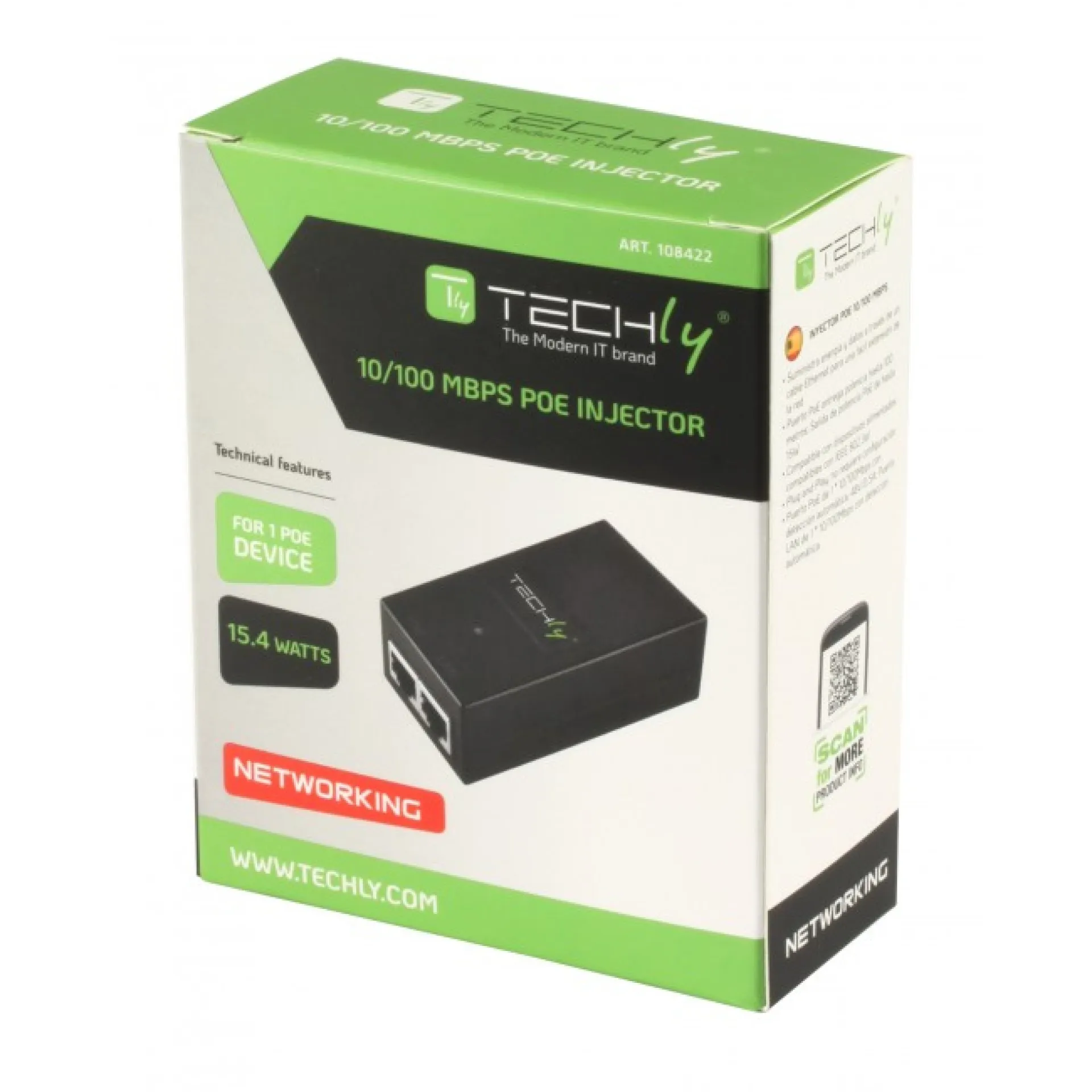 10/100Mbps POE Injektor 15W IEEE 802.3af – Bild 2