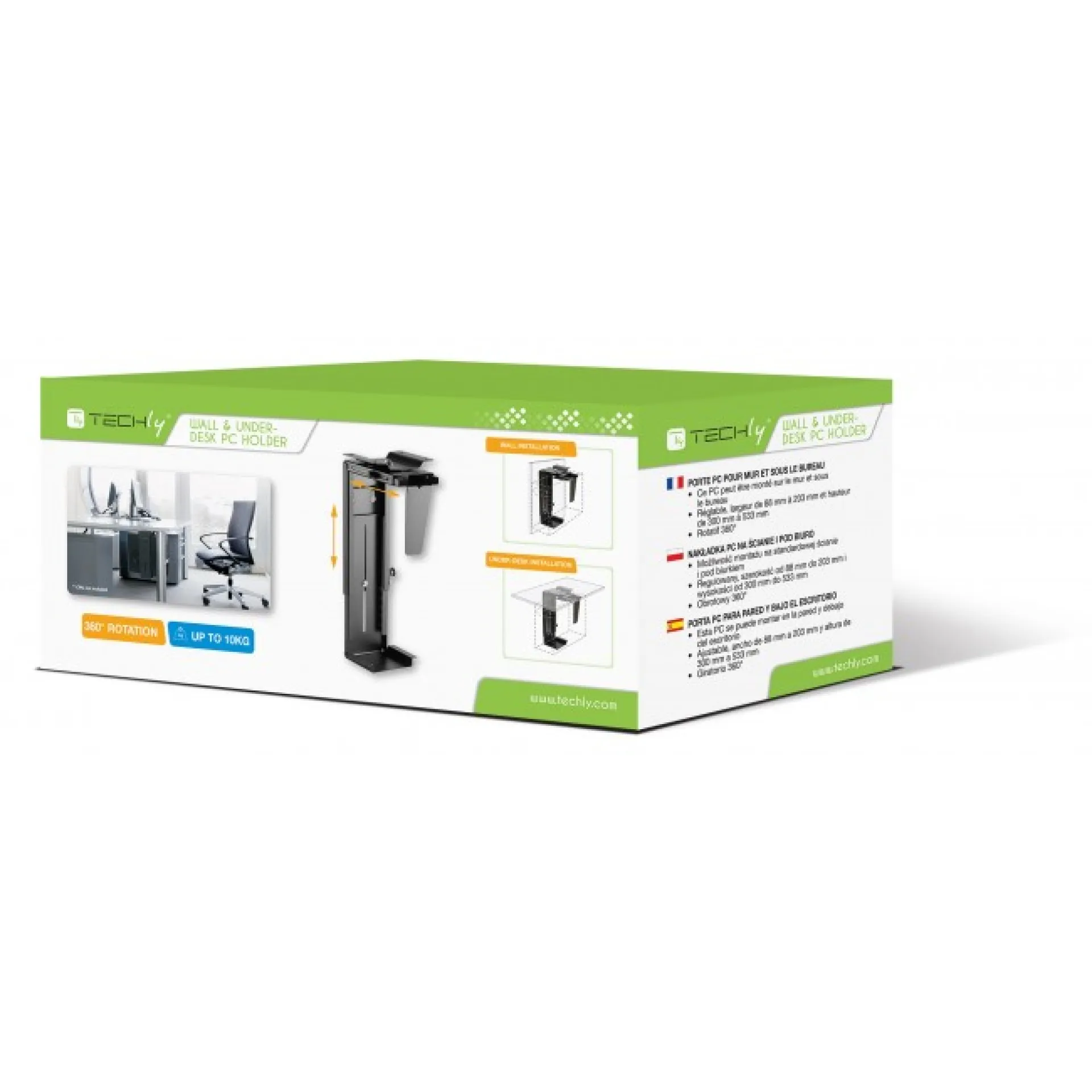 Verstellbarer PC/CPU Halter, bis 10KG,für Unter-Tisch / Wand- Montage – Bild 2