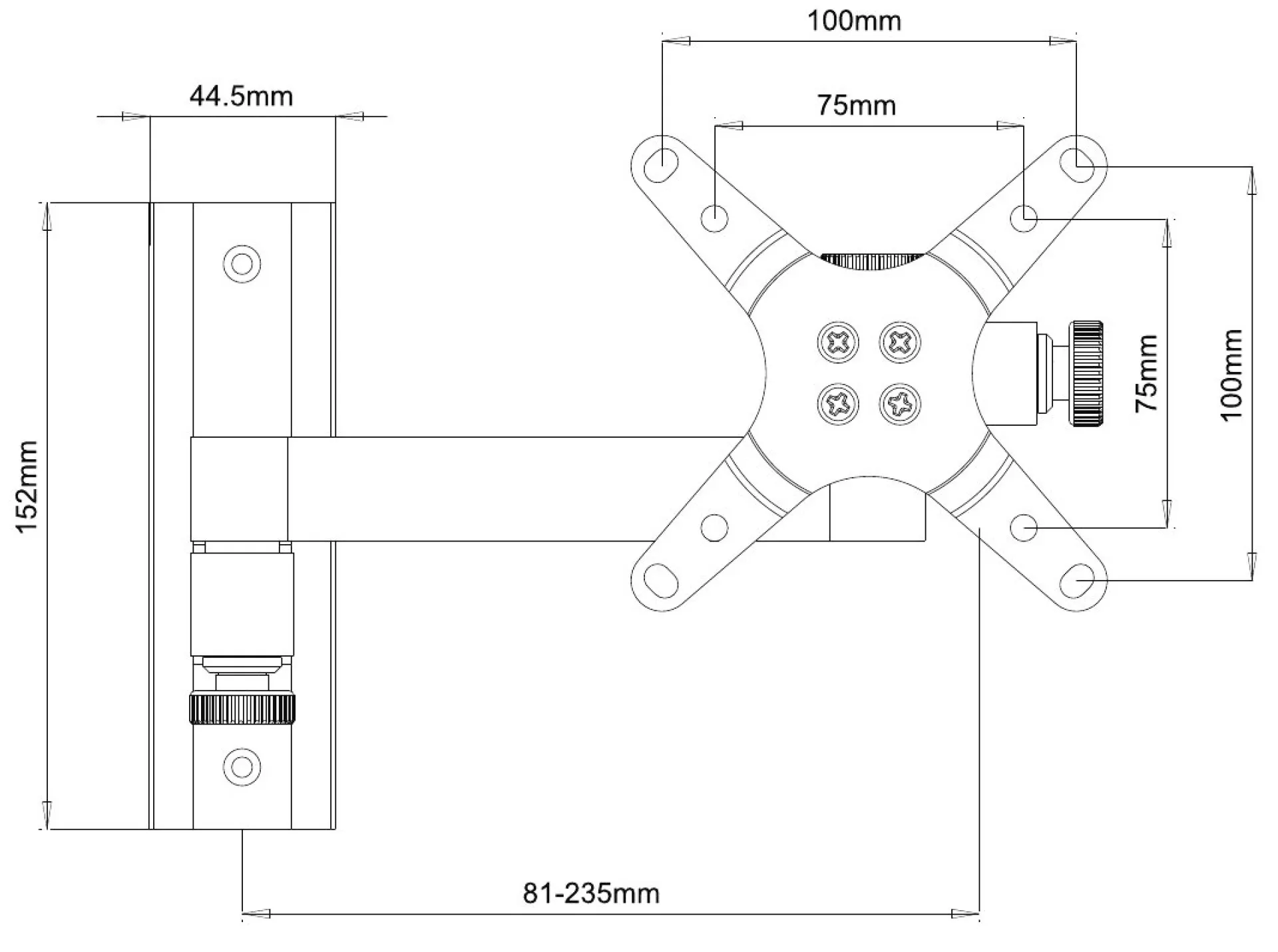 Wandhalterung für LCD TV LED 13"-30" neigbar 2 Gelenke, Kurzarm, schwarz – Bild 3