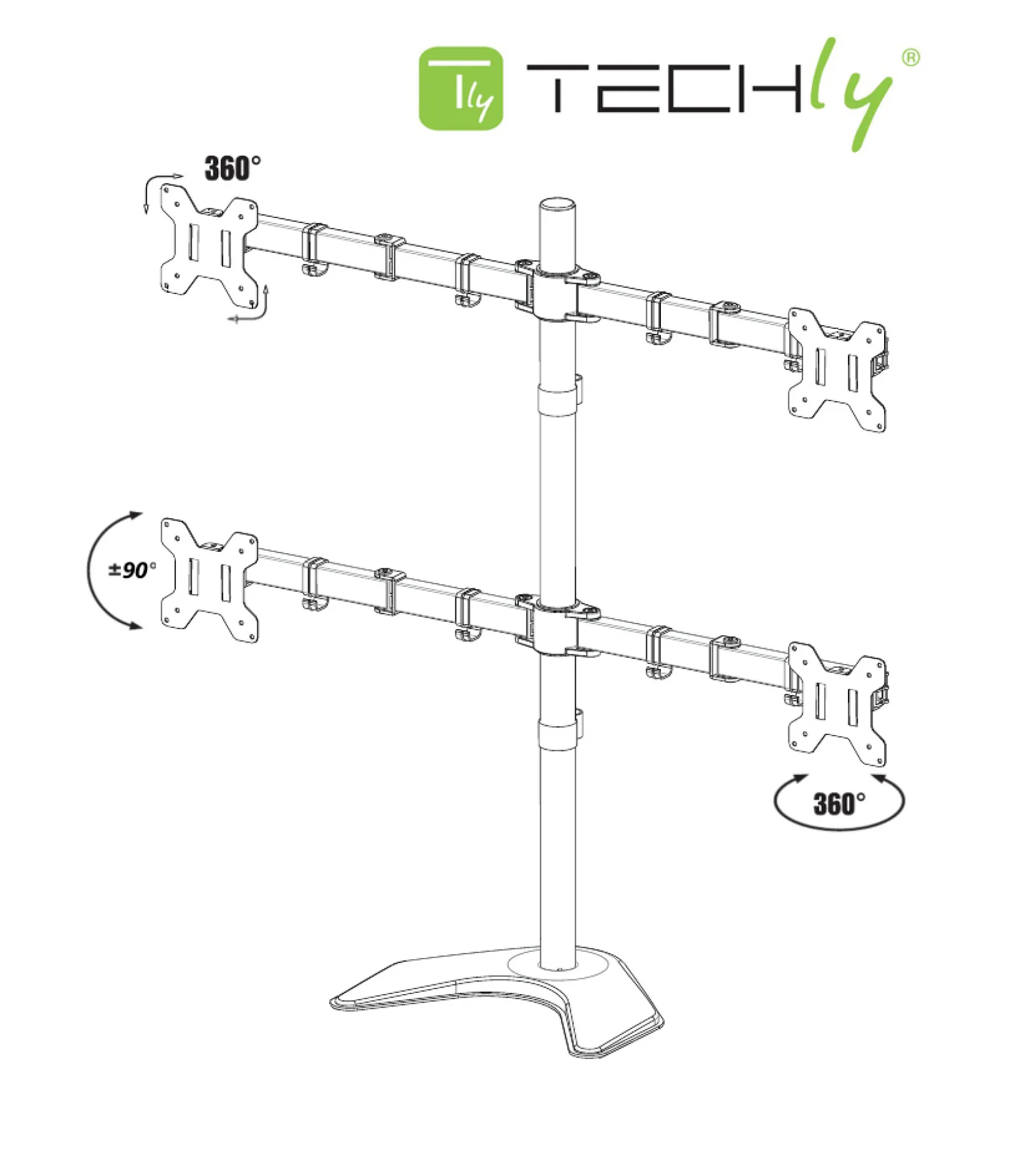 Schreibtischhalterung für 4 LCD TV LED 13"-27", mit Standfuß – Bild 3