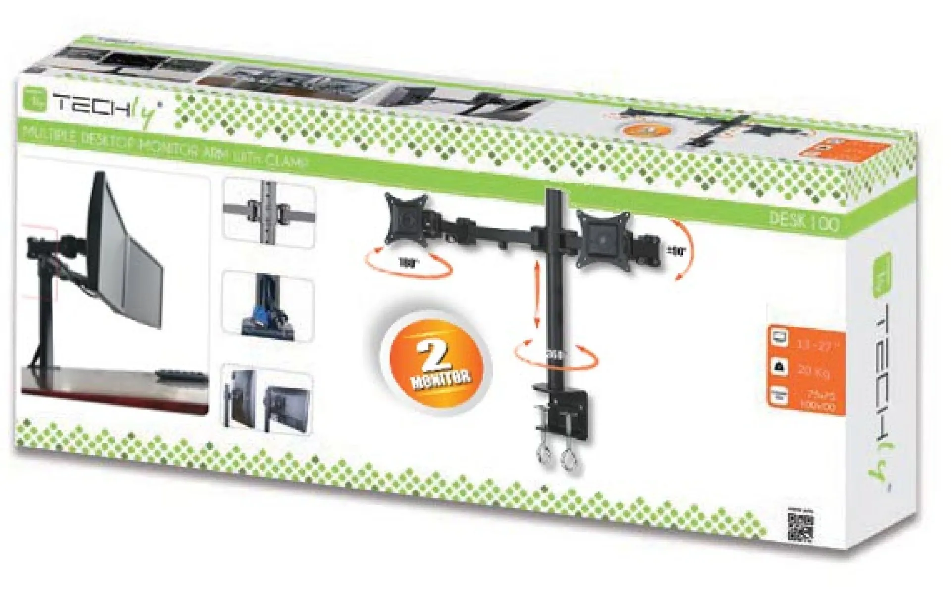Schreibtischhalterung für 2 LCD TV LED 13"-27", diagonal, mit Klemme – Bild 2