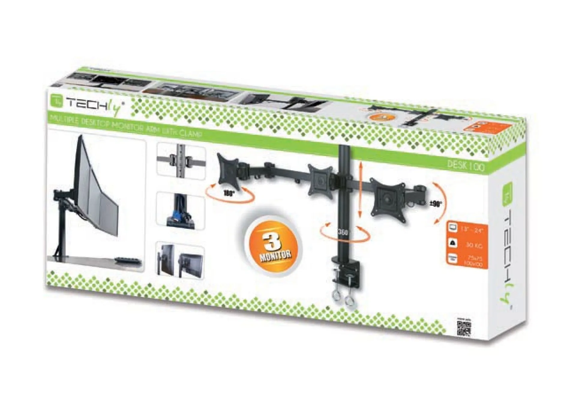 Schreibtischhalterung für 3 LCD TV LED 13"-24", mit Klemme – Bild 2