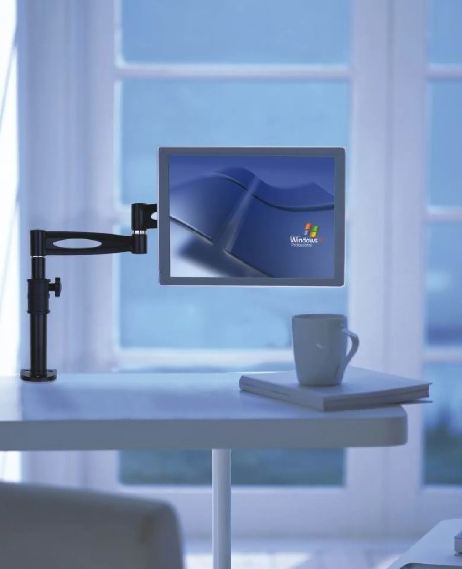 Schreibtischhalterung für LCD TV LED 13"-27", Mittelarm neigbar, mit Klemme – Bild 4